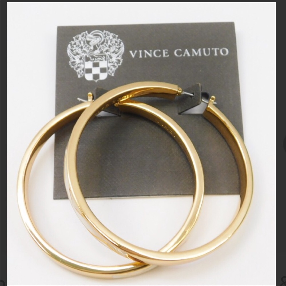 🎄Vince Camuto New, Gold Tone, Hoop Earrings - Picture 1 of 4
